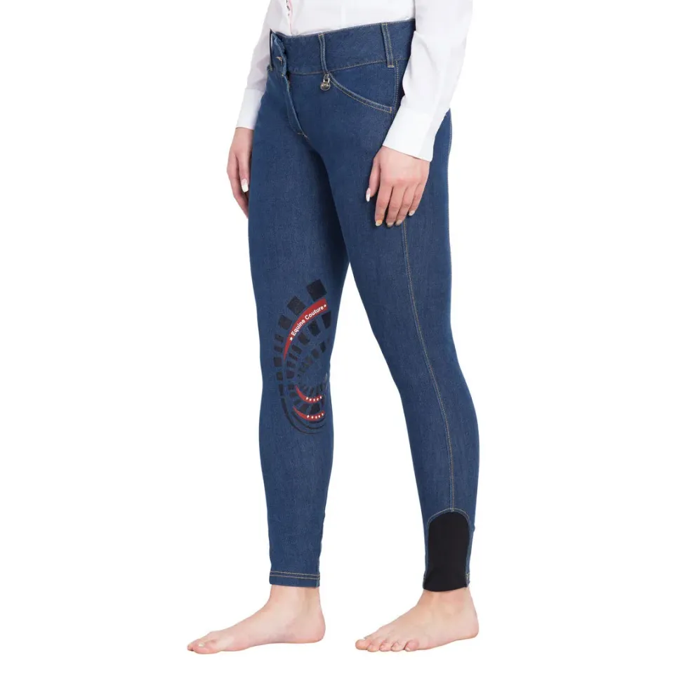 Equine Couture Calabasas rijbroek denim siliconen kniezit