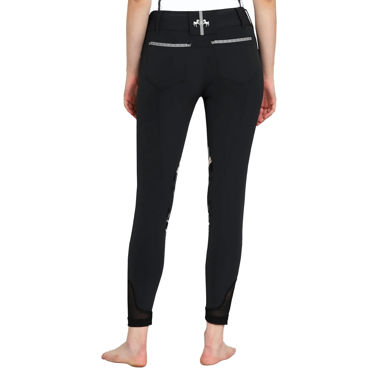 Equine Couture Malta dames rijbroek zwart kniepatches