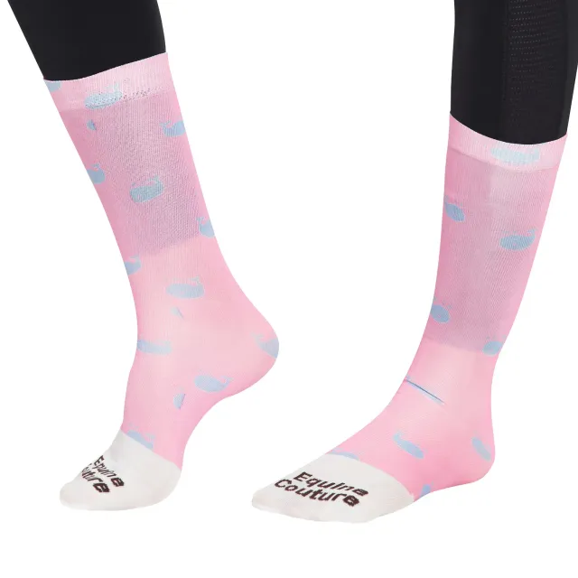 Equine Couture Ladies Whales rijsokken roze bamboe