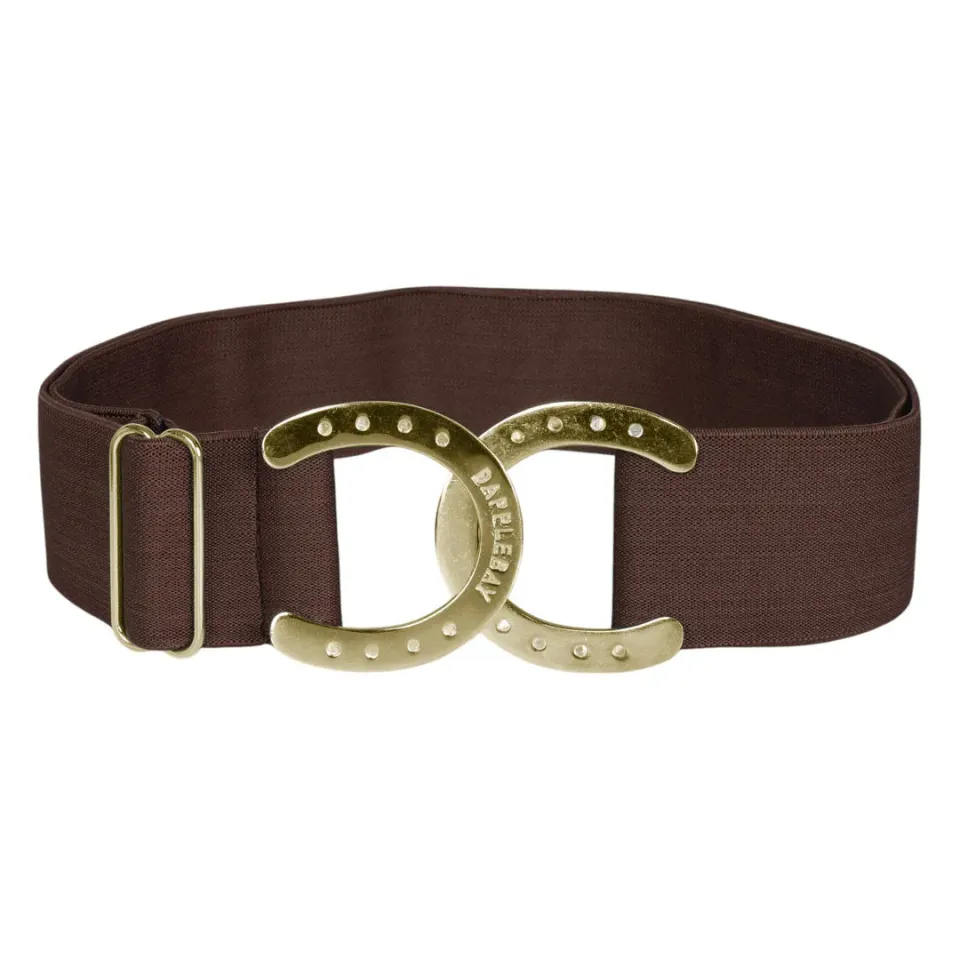 Dapplebay Horse Shoe elastische riem Chocolate goud