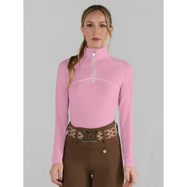Dapplebay Lady Aircut 1/4 Zip rijtop lange mouw Ballet Pink