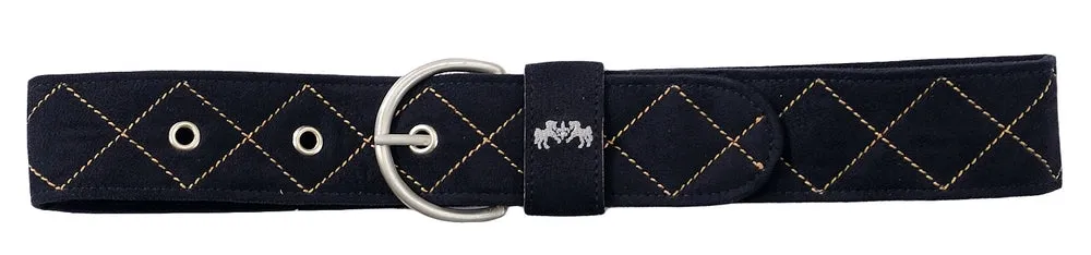 Equine Couture Diamond Quilted riem navy safari suède-look