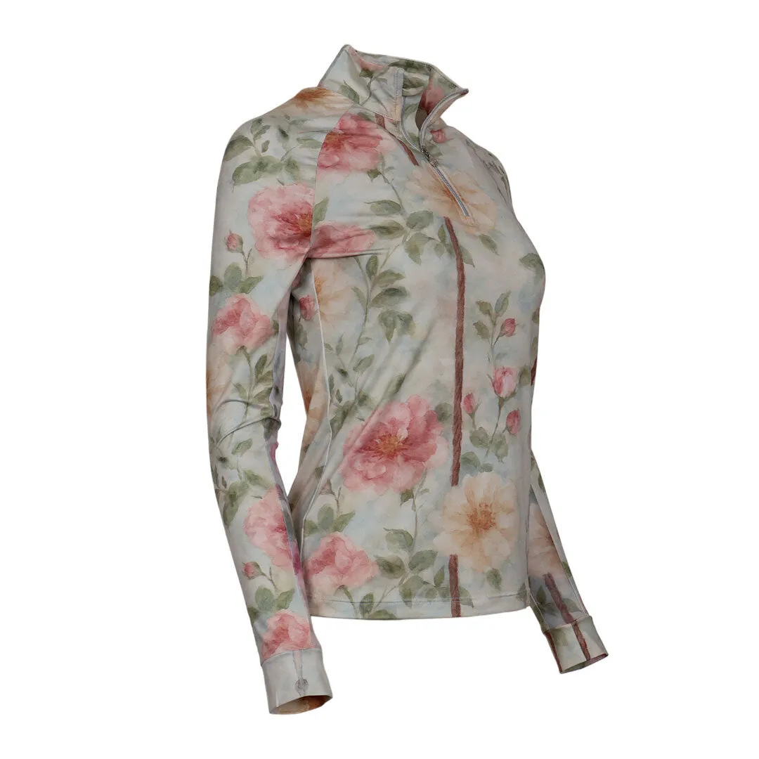 Dapplebay Vintage Floral rijshirt 1/4 zip lange mouw bloemen