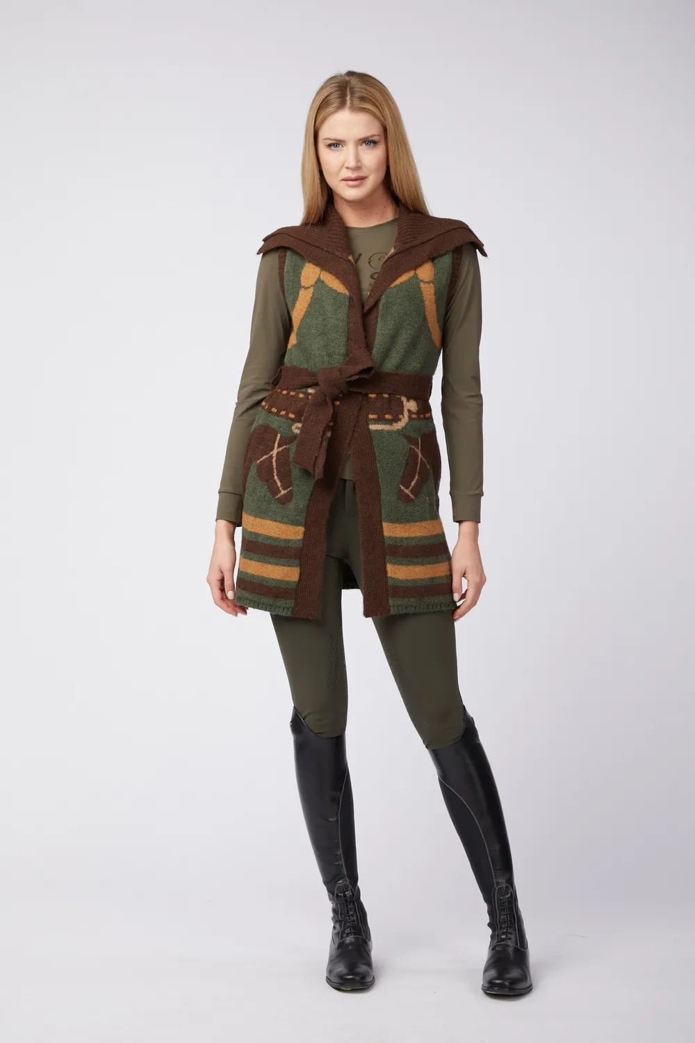 Vestrum Zaragoza gilet dames hoge kraag riem elegant