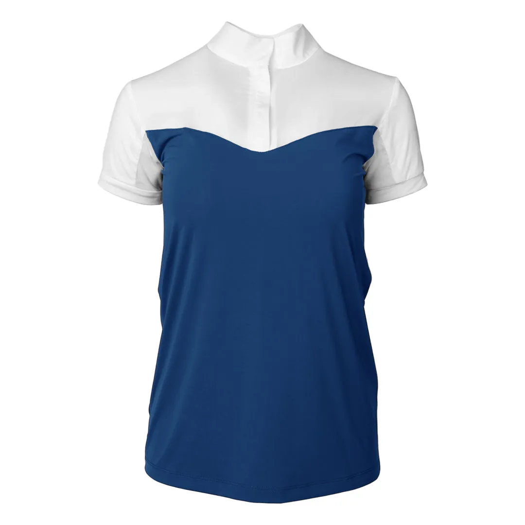 Dapplebay Lady 1/4 Zip wedstrijdshirt wit navy korte mouw