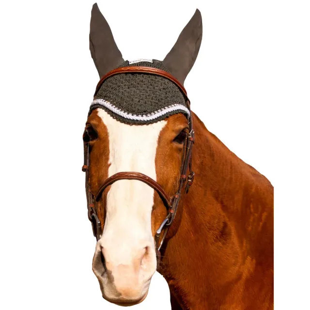 Equine Couture Silver Rope vliegenmuts zwart cob kristal