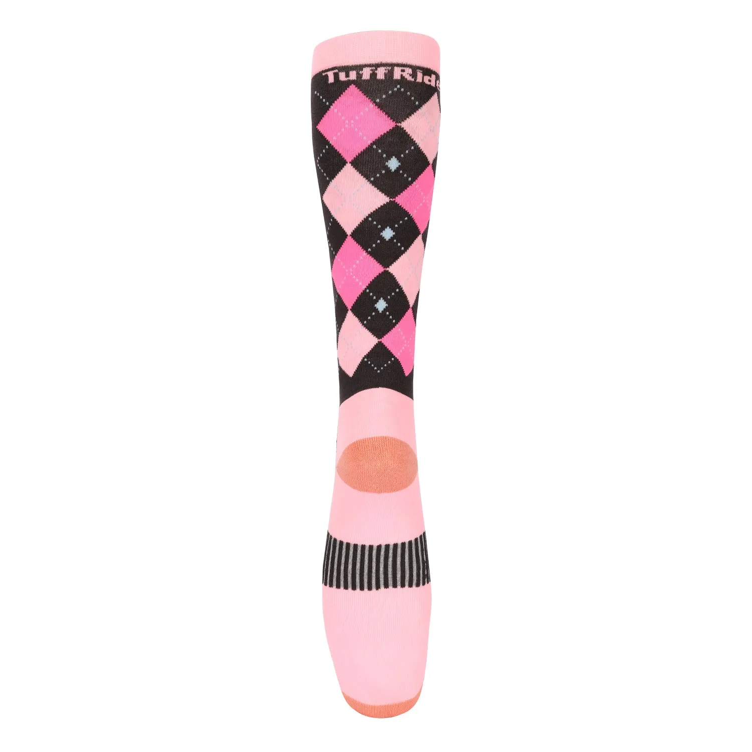 TuffRider Neon Ventilated Argyle rijsokken neon peach