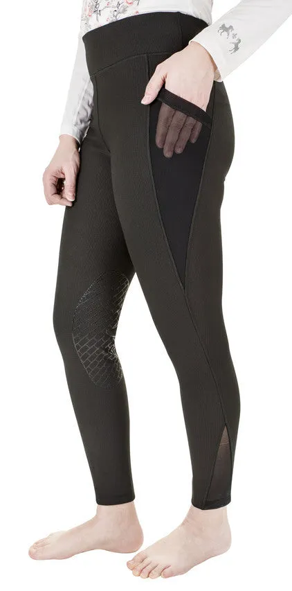 TuffRider Classic Ribbed rijlegging dames zwart geribbeld
