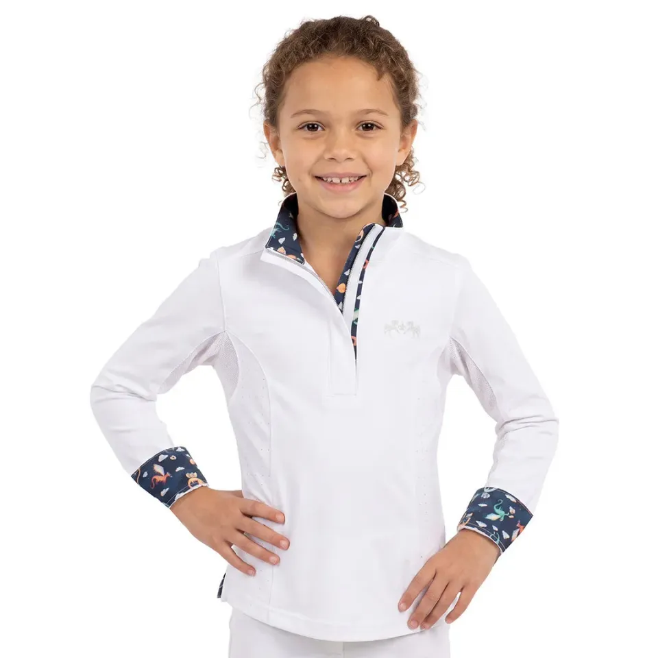 Equine Couture Dragon wedstrijdshirt wit meisjes lange mouw