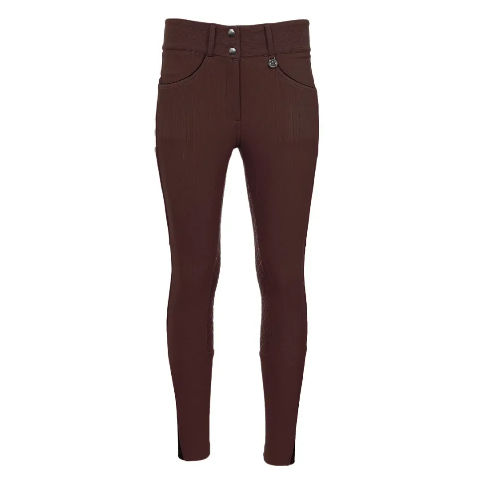 Dapplebay Pro Ribbed rijbroek full seat chocolate silicone