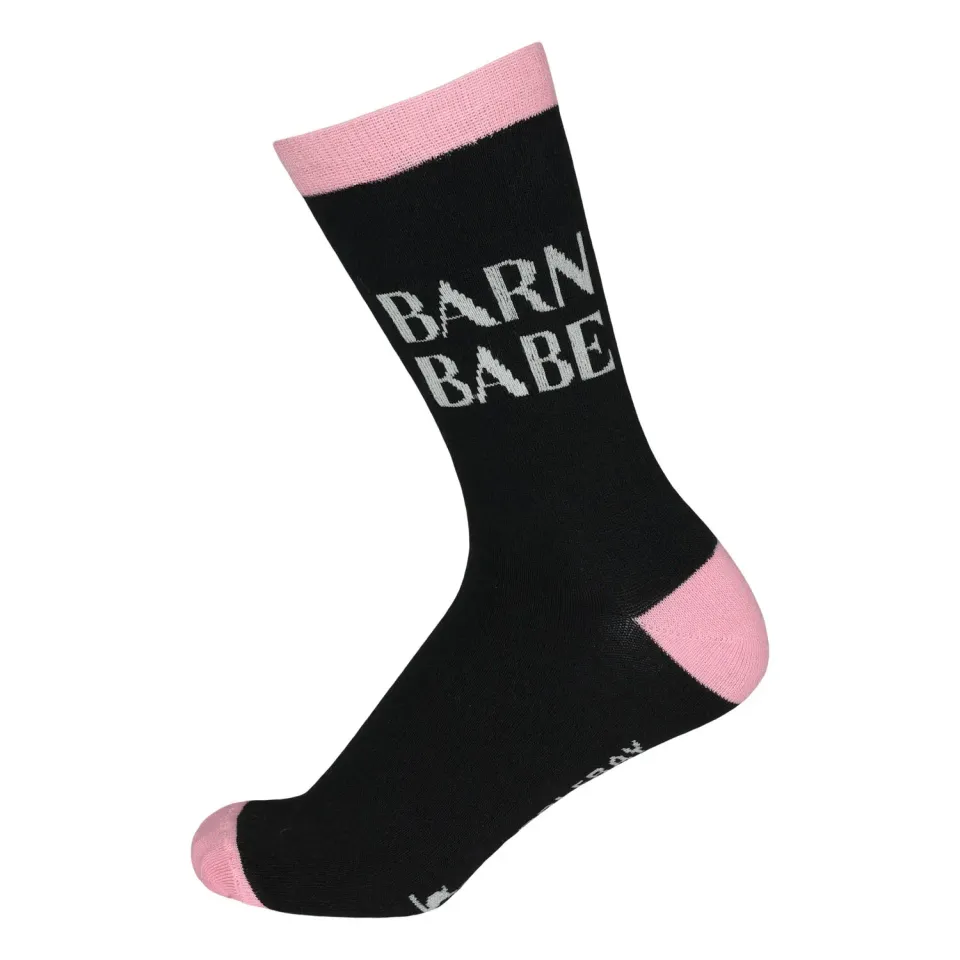 Dapplebay Barn Babe Knit Crew rijsokken zwart/roze one size