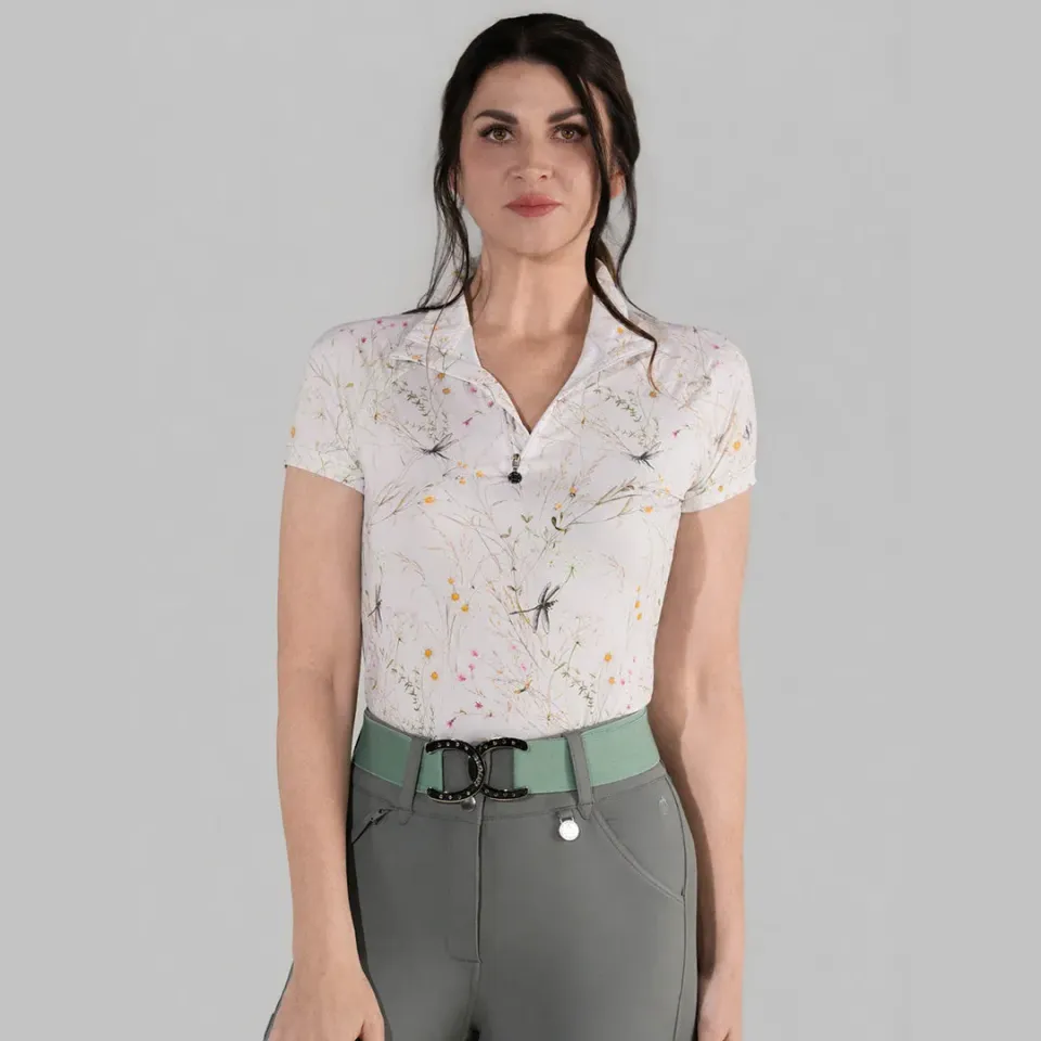 Dapplebay Dragonfly Meadow rijshirt 1/4 zip lichtroze