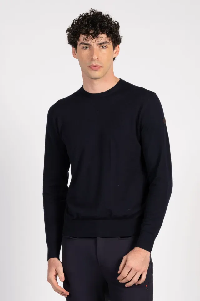 Vestrum Etanim heren trui navy ronde hals elegant