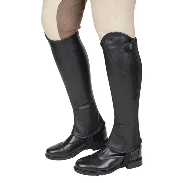TuffRider Belmont leren halve chaps zwart dames leer