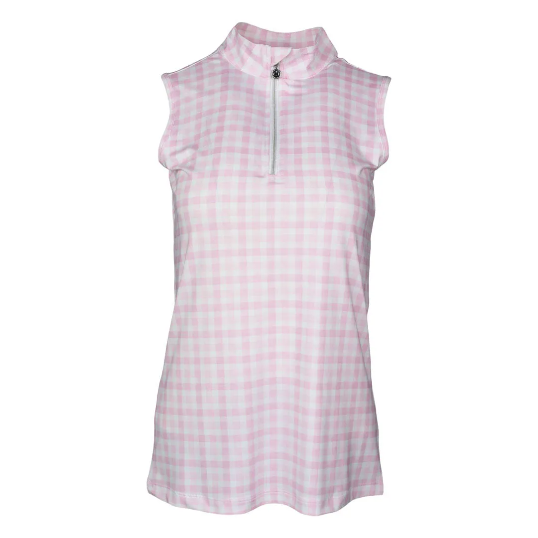 Dapplebay Gingham mouwloze rijtop roze/wit XL