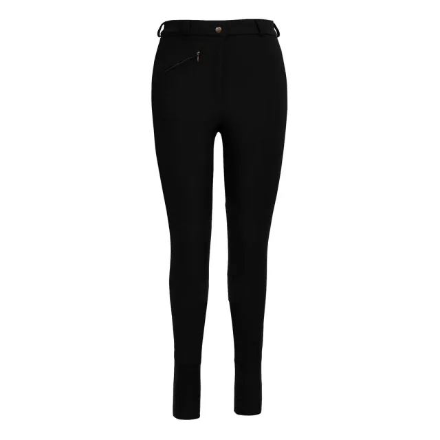 TuffRider Ladies Long Ribb Knee Patch rijbroek zwart kniegrip