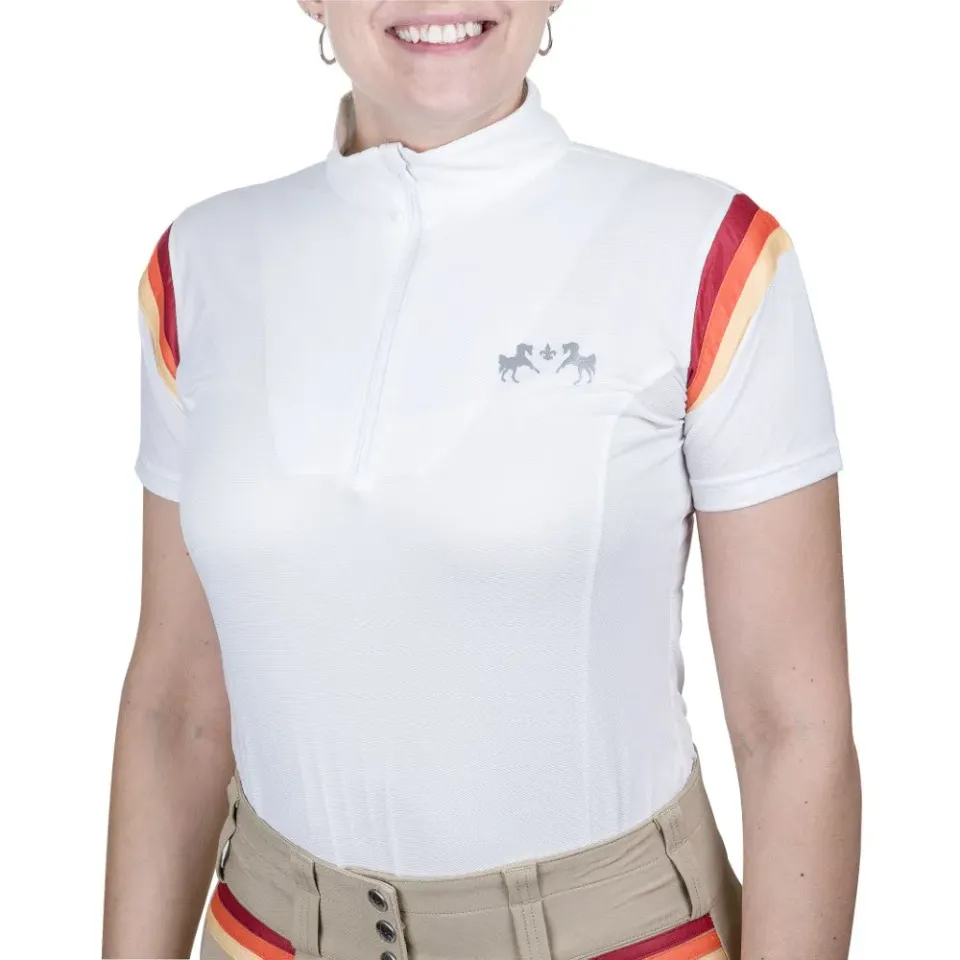 Equine Couture Gradient wedstrijdshirt wit-rood korte mouw