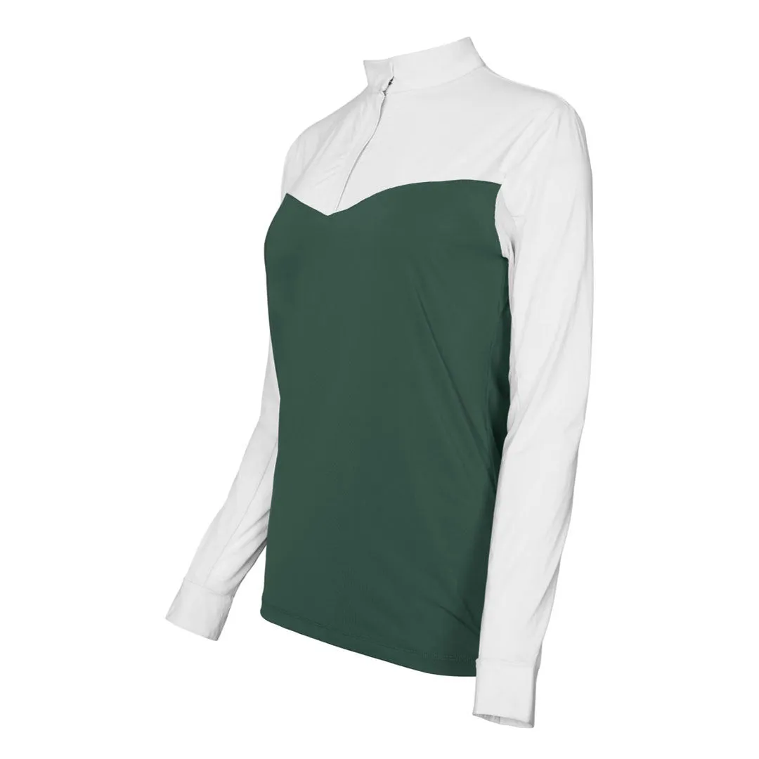Dapplebay Lady 1/4 Zip Show wedstrijdshirt wit/evergreen