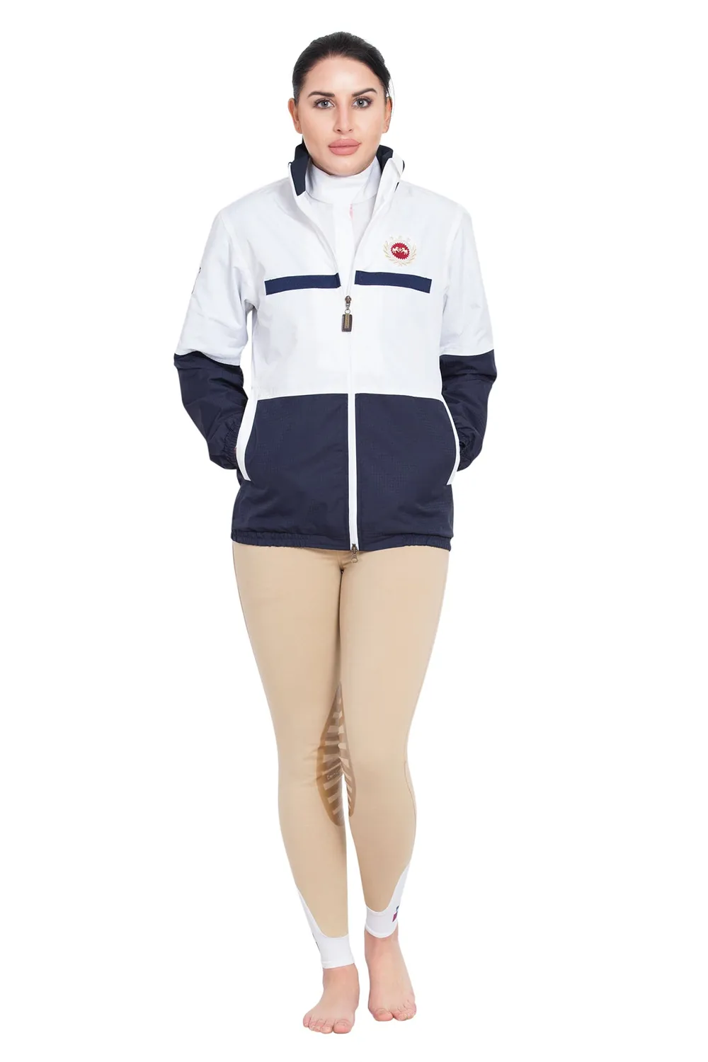 Equine Couture Marmara regenjas dames wit/navy waterdicht
