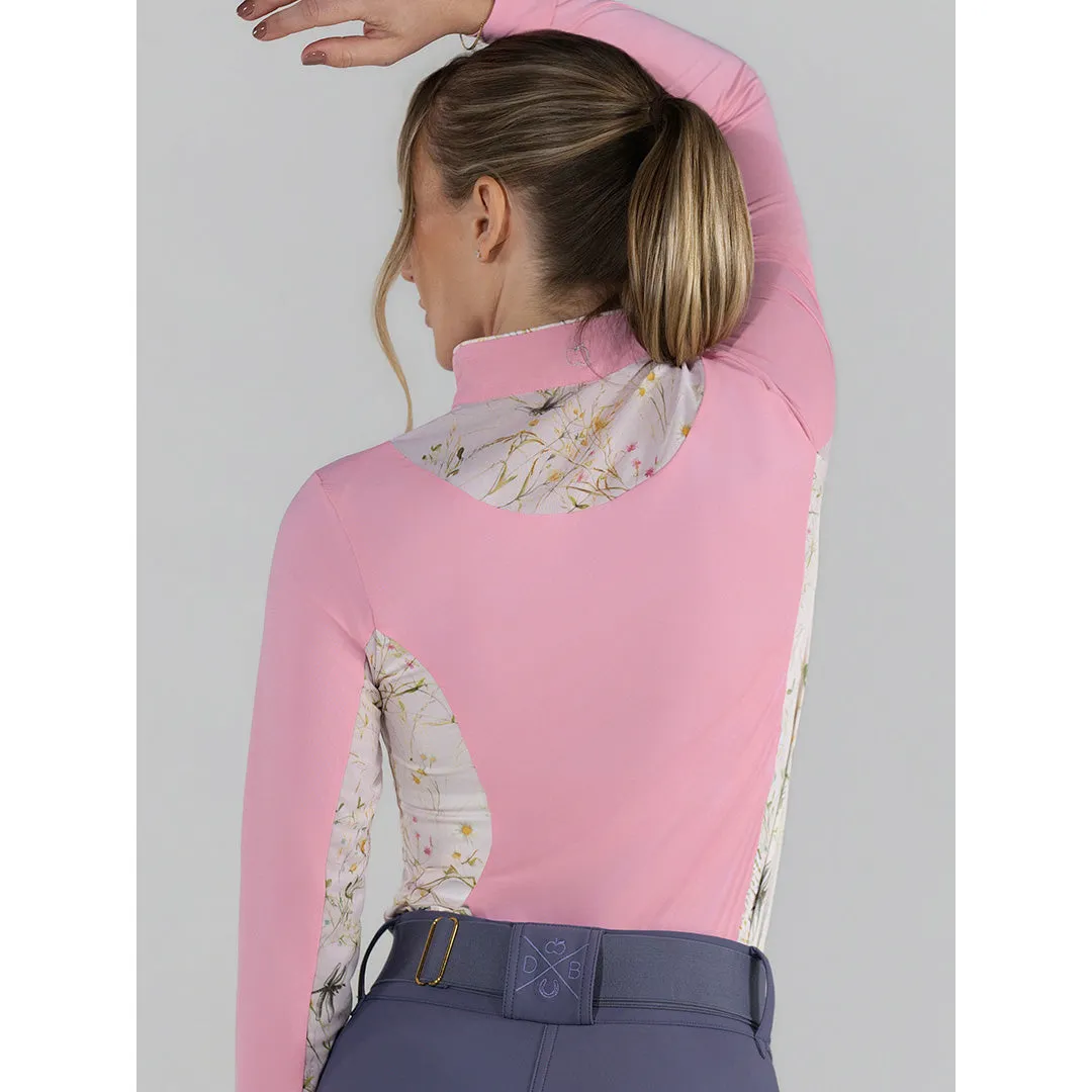 Dapplebay Grace 1/4 zip rijshirt lichtroze cooling