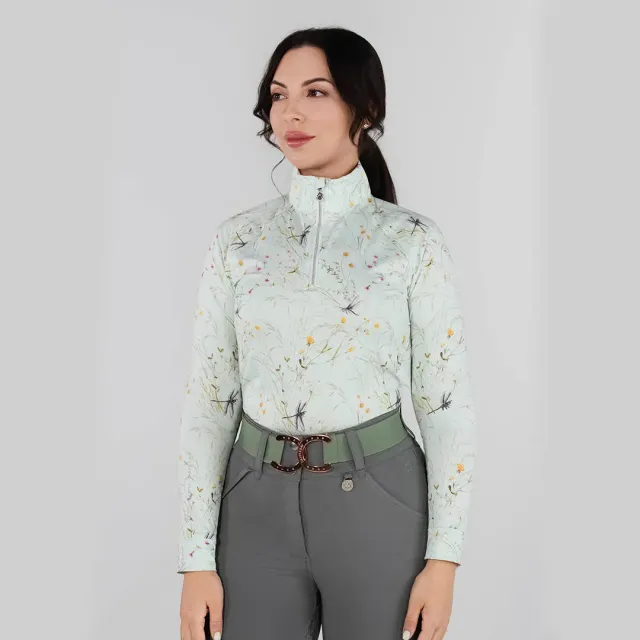 Dapplebay Dragonfly Meadow 1/4 Zip rijshirt groen lichtgewicht