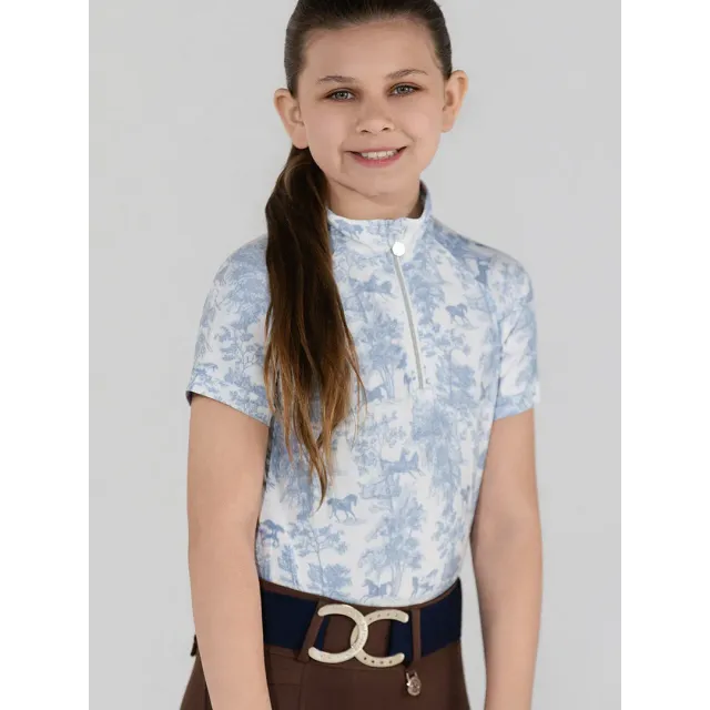 Dapplebay Equestrian Toile 1/4 zip kinder rijshirt moonrise