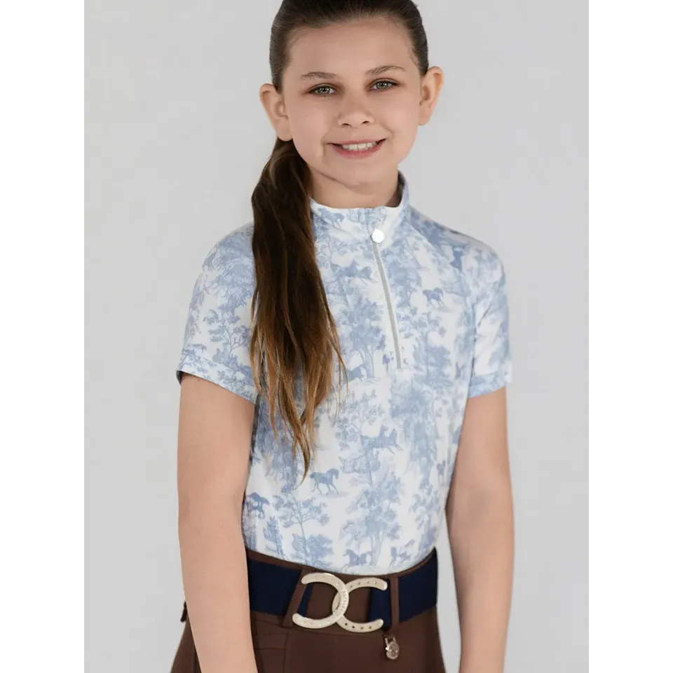 Dapplebay Equestrian Toile 1/4 zip kinder rijshirt moonrise