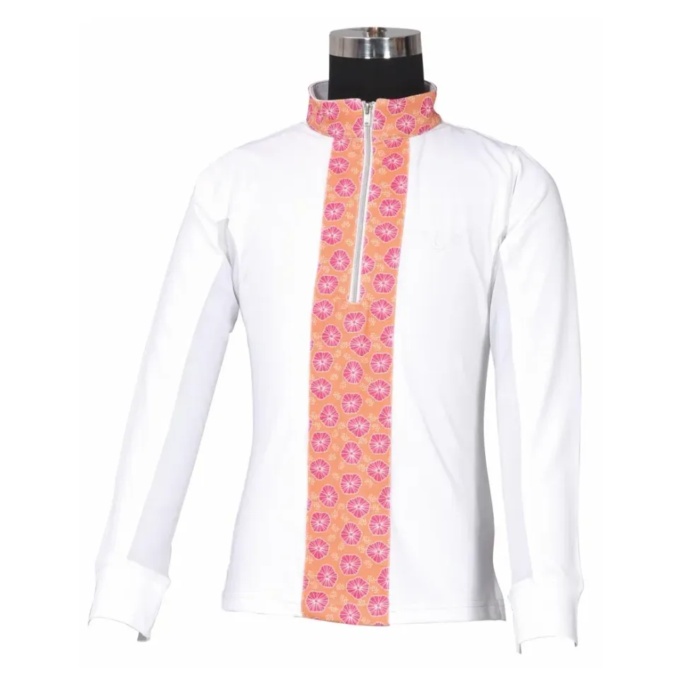 TuffRider Athena EquiCool kinder rijshirt wit/oranje uv