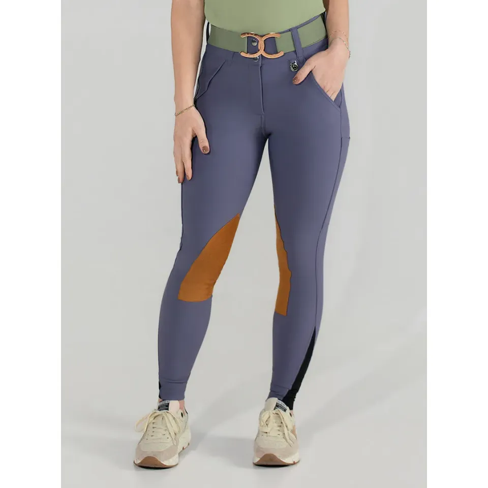 Dapplebay Sport Suede Knee Patch rijbroek paars compressie