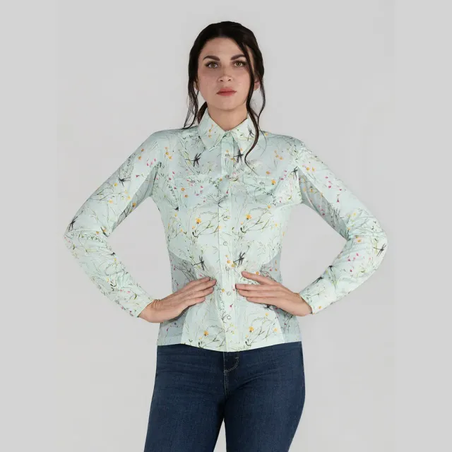 Dapplebay Dragonfly Meadow western rijshirt groen
