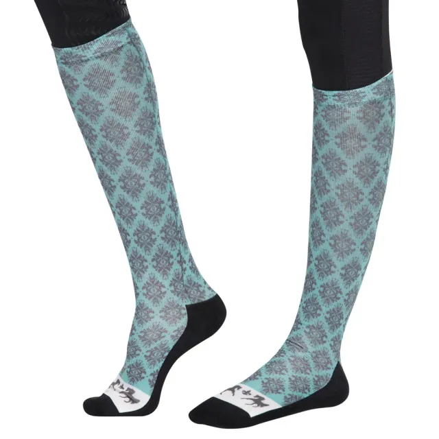 Equine Couture Tara laarssokken aqua-zwart technisch