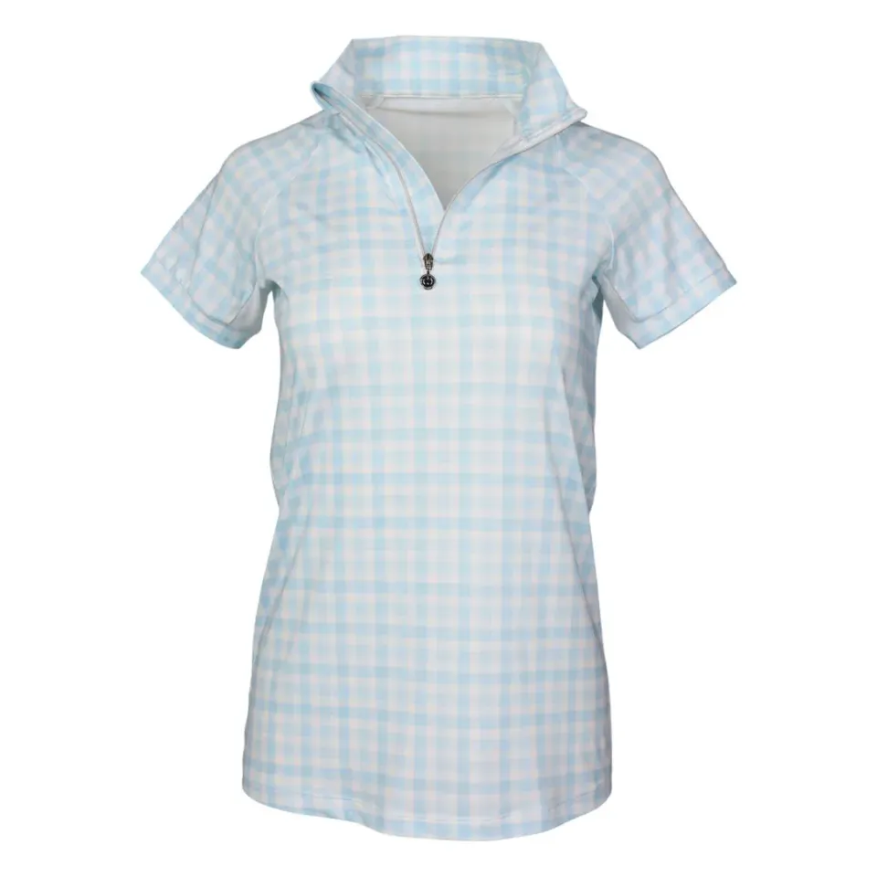 Dapplebay Gingham 1/4 Zip rijtop blauw/wit