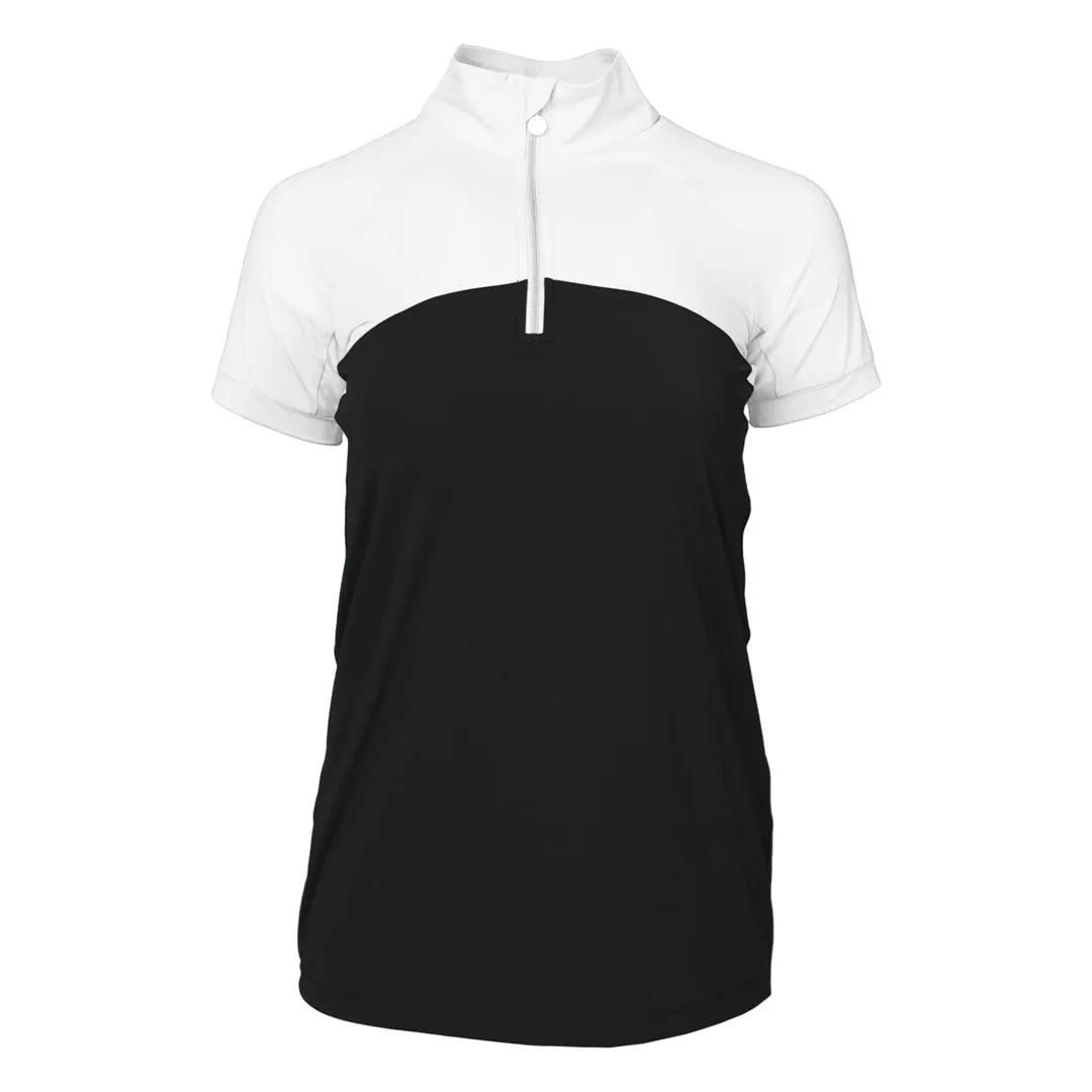 Dapplebay Lady rijshirt korte mouw zwart-wit verkoelend