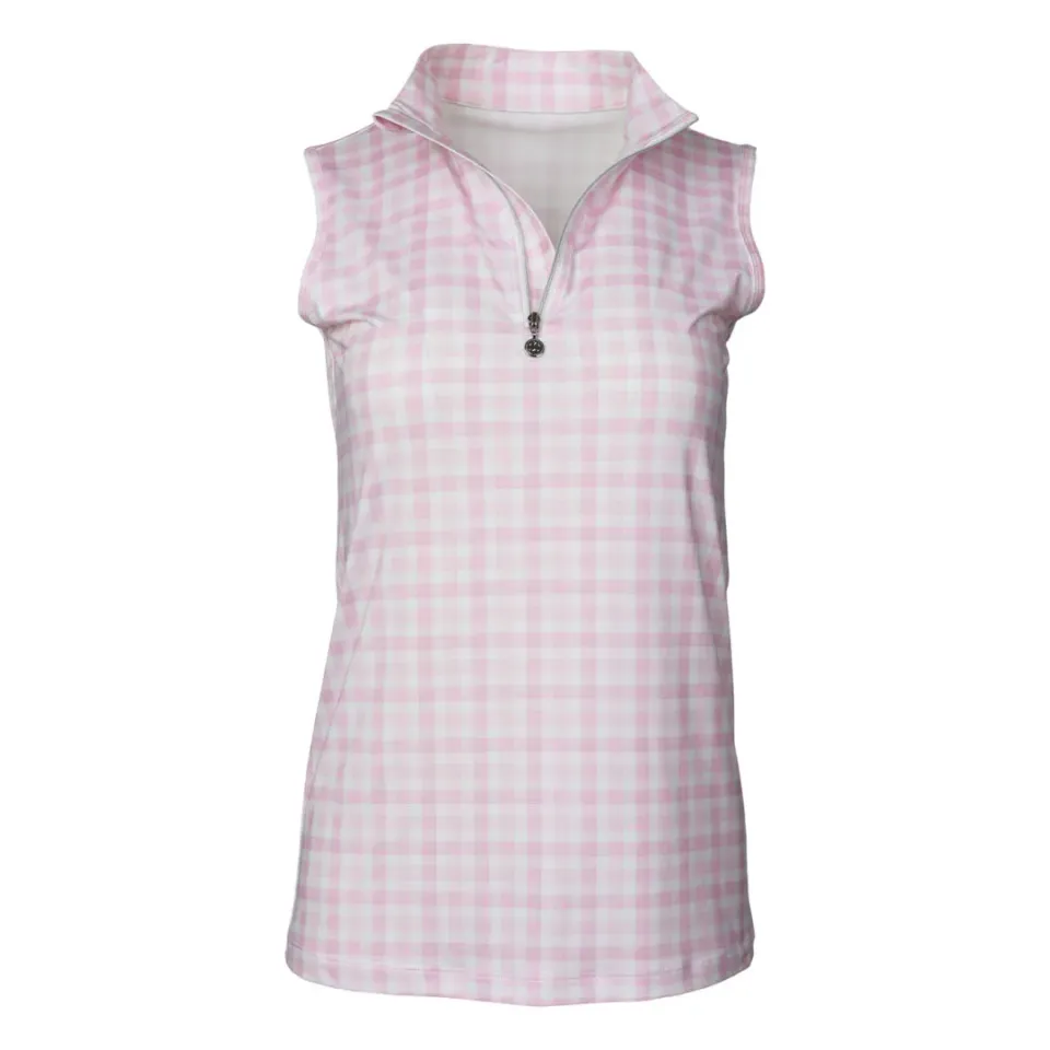 Dapplebay Gingham mouwloze rijtop roze/wit XL