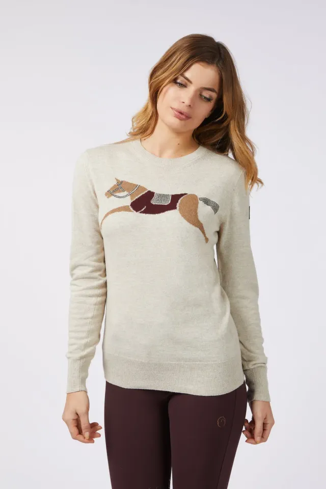 Vestrum Saitama trui dames strass paard zeezout