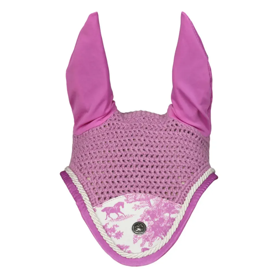 Dapplebay Equestrian Toile vliegenkap roze wit Full