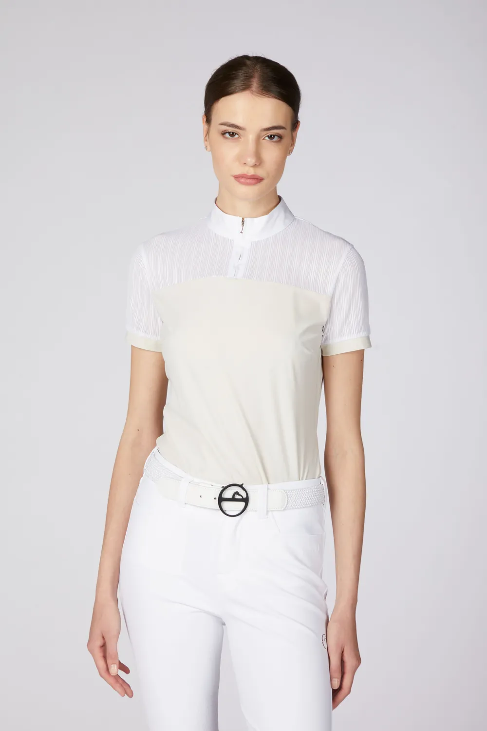 Vestrum Michigan wedstrijdblouse dames beige opstaand kraag
