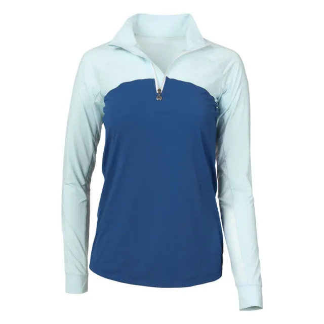 Dapplebay Lady 1/4 zip rijtop lichtblauw navy XL