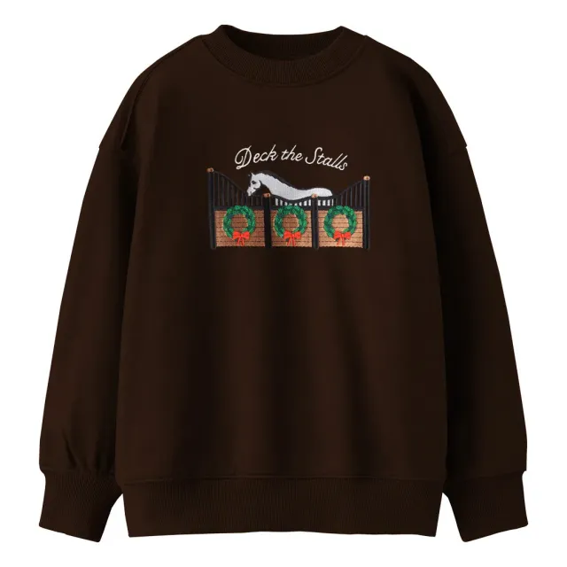 Dapplebay Deck The Stalls sweater kinderen Dark Bay geborduurd