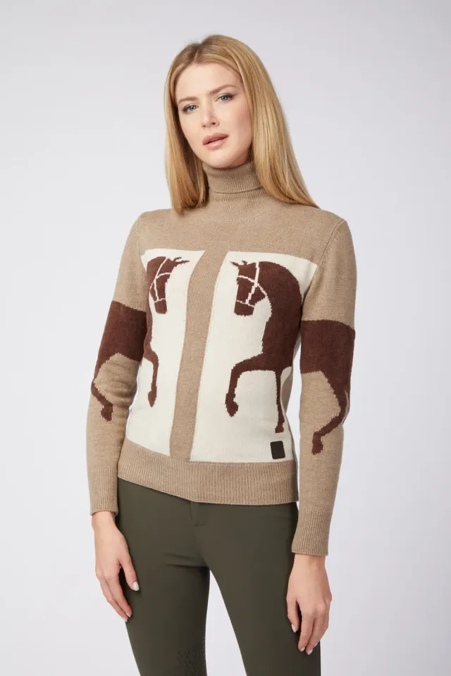 Vestrum Ixelles coltrui dames wol cashmere paardmotief