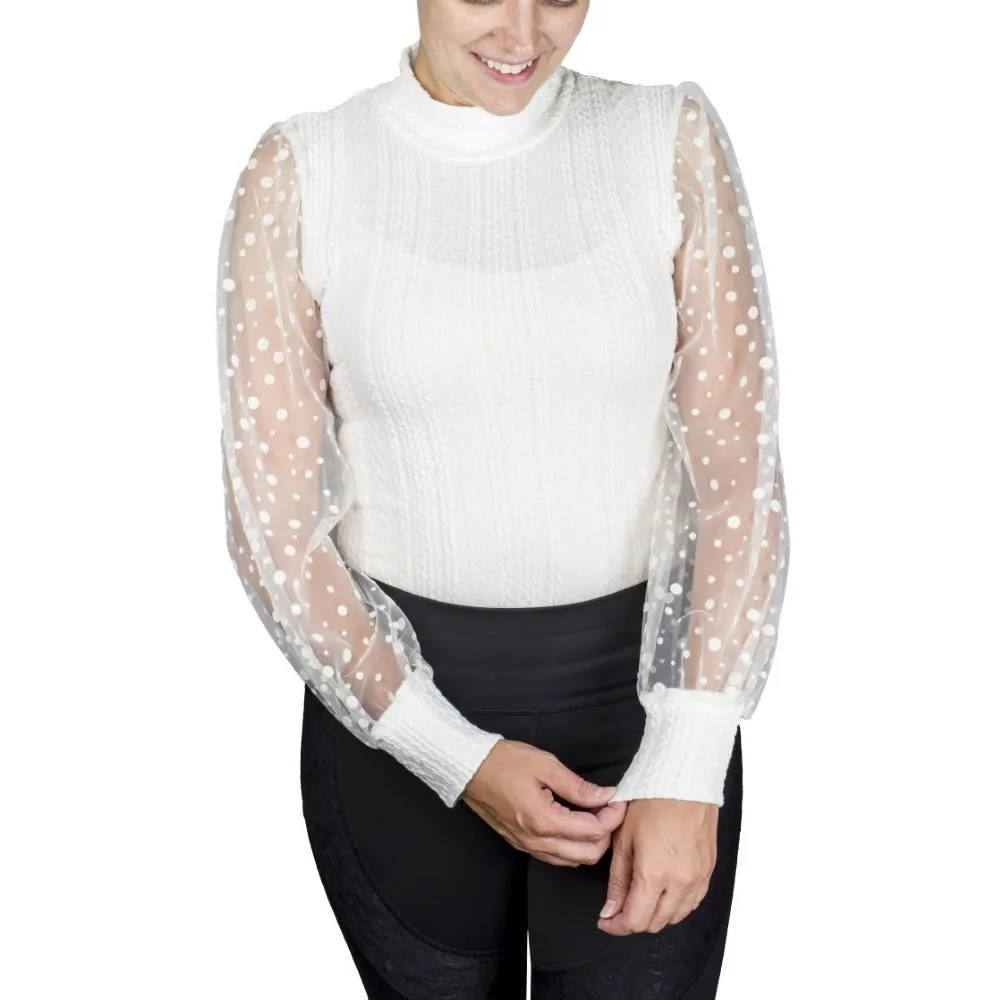 Equine Couture Spicy Girl Cinnamon shirt lange mouw wit kant