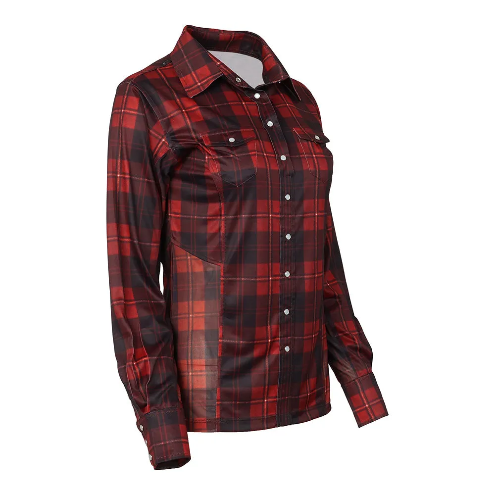 Dapplebay Holiday Plaid westernblouse groen stretch