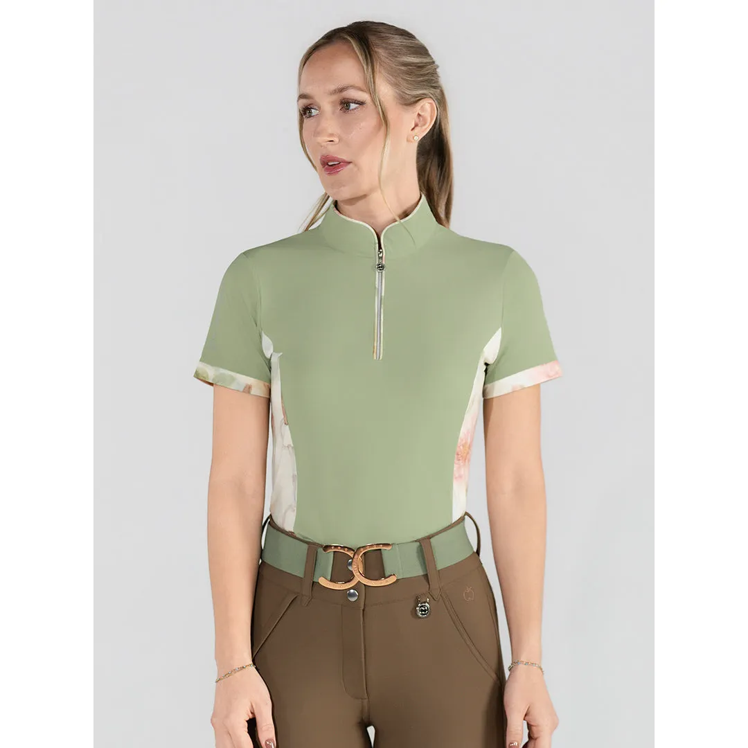 Dapplebay Grace 1/4 zip rijshirt korte mouw lichtroze ice-feel