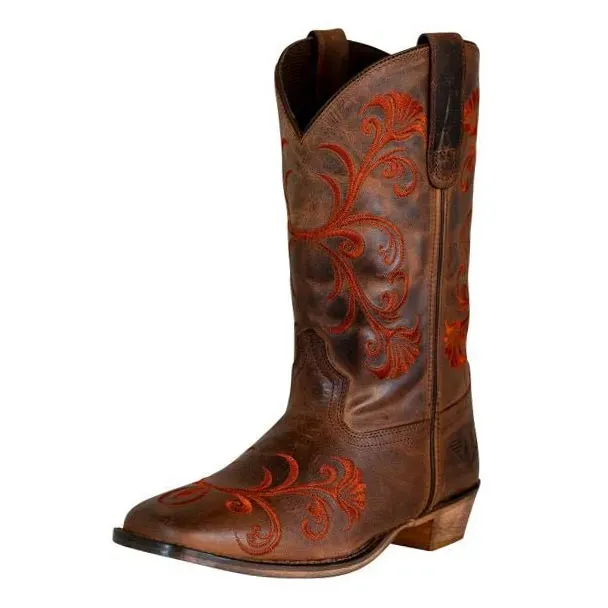 TuffRider Signa western laarzen leer bruin square toe