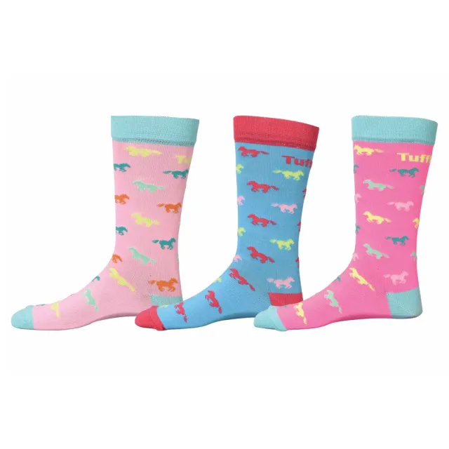 TuffRider Neon Pony kindersokken 3-pack neon