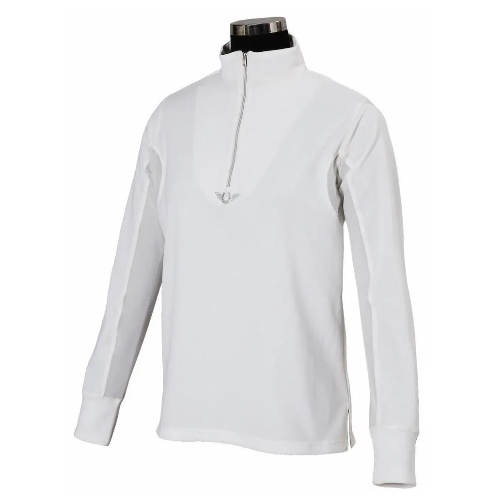 TuffRider Ventilated kinder rijshirt navy S lange mouw