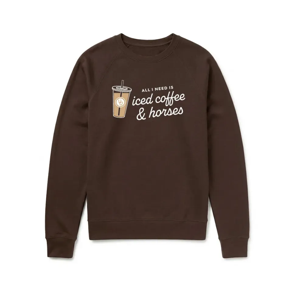 Dapplebay Iced Coffee Horses sweatshirt Chocolade geborduurd
