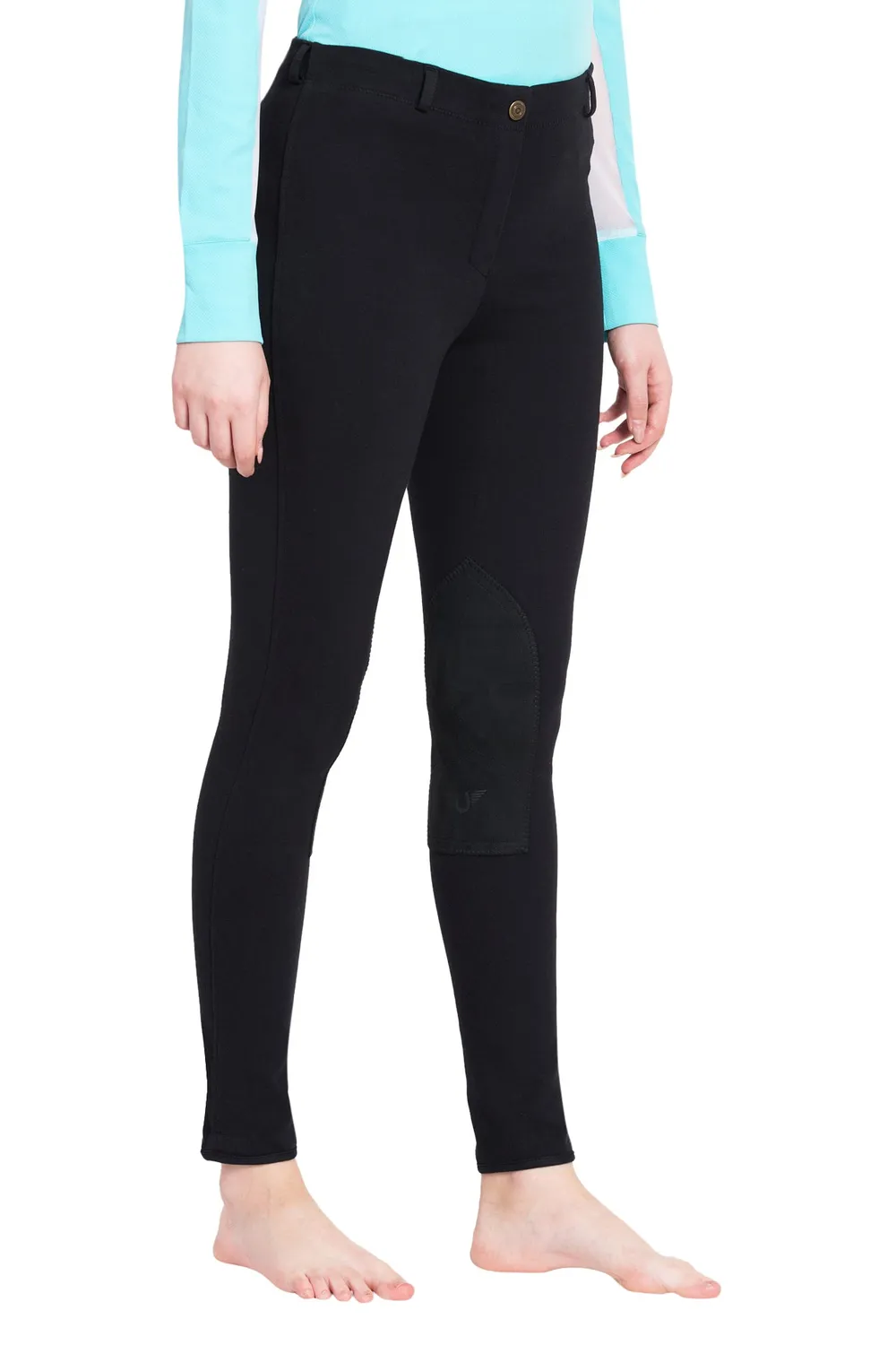 TuffRider Cotton Pull-On Knee Patch rijbroek zwart plus size