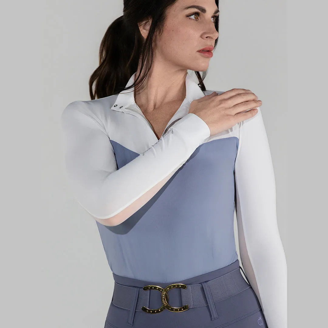 Dapplebay Lady 1/4 zip showshirt lange mouw balletroze wit