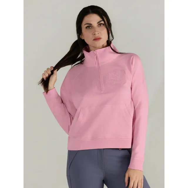 Dapplebay Crest halve zip trui ballet pink French terry